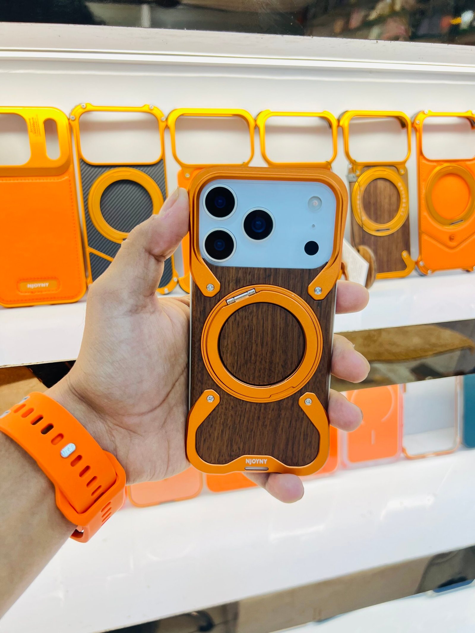 X design wooden metal case