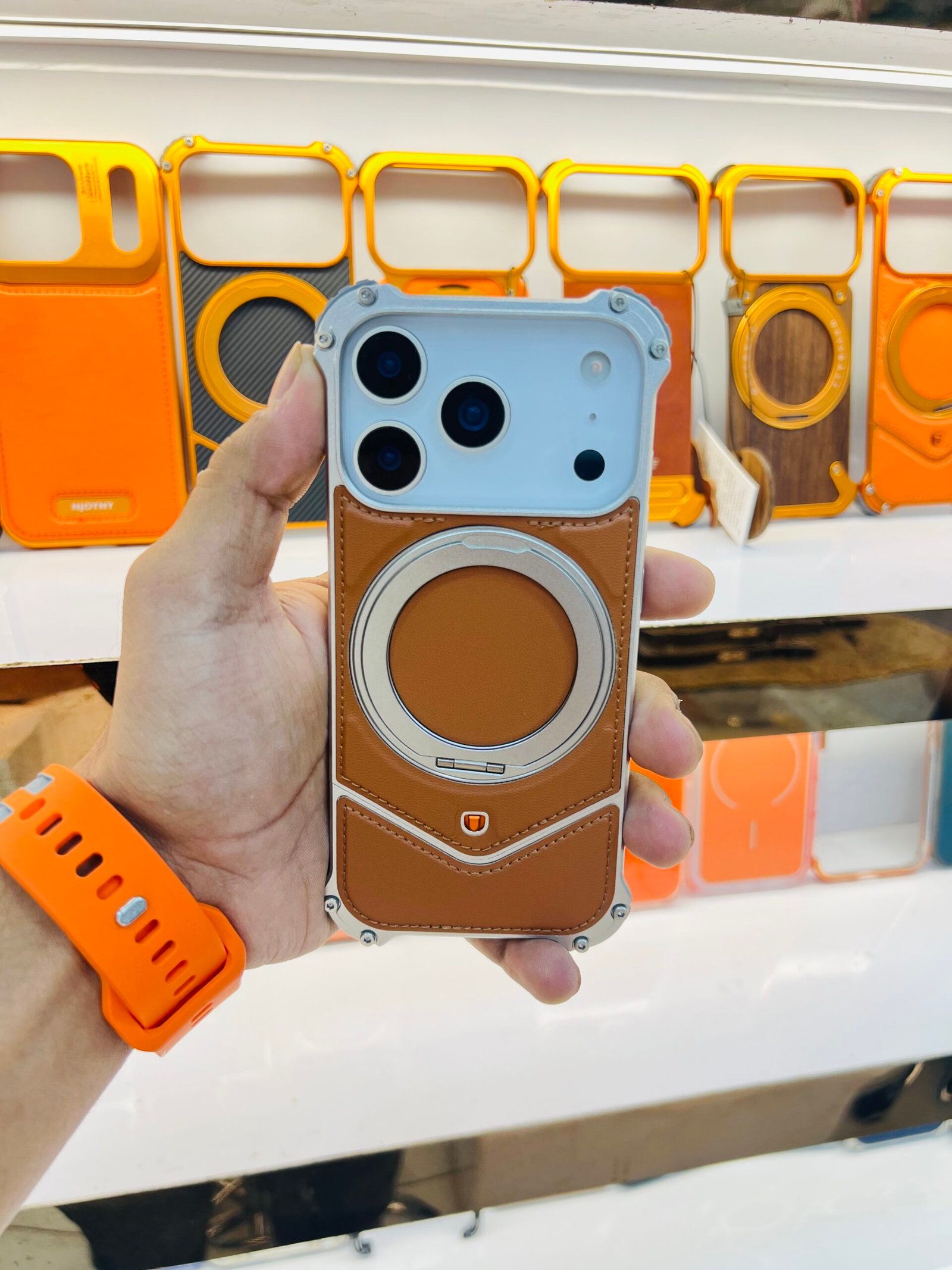 Leather metal case